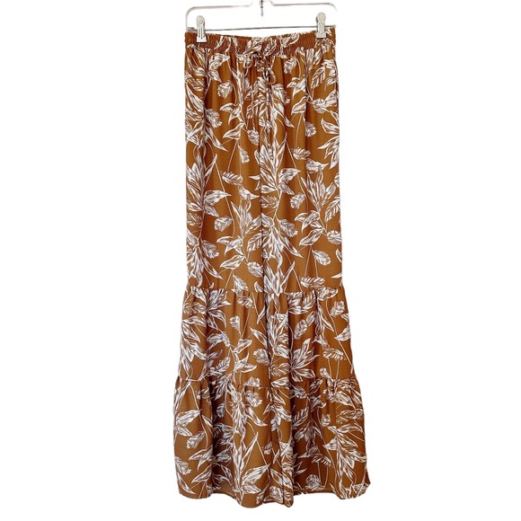 NWOT Endless Blu Tiered Wide Leg Pants Elastic Waist Floral Print Size Medium - Picture 2 of 9